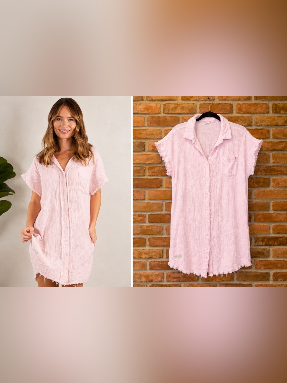 Simply Southern Light Pink Gauze Button Down Cover Up Size S/M